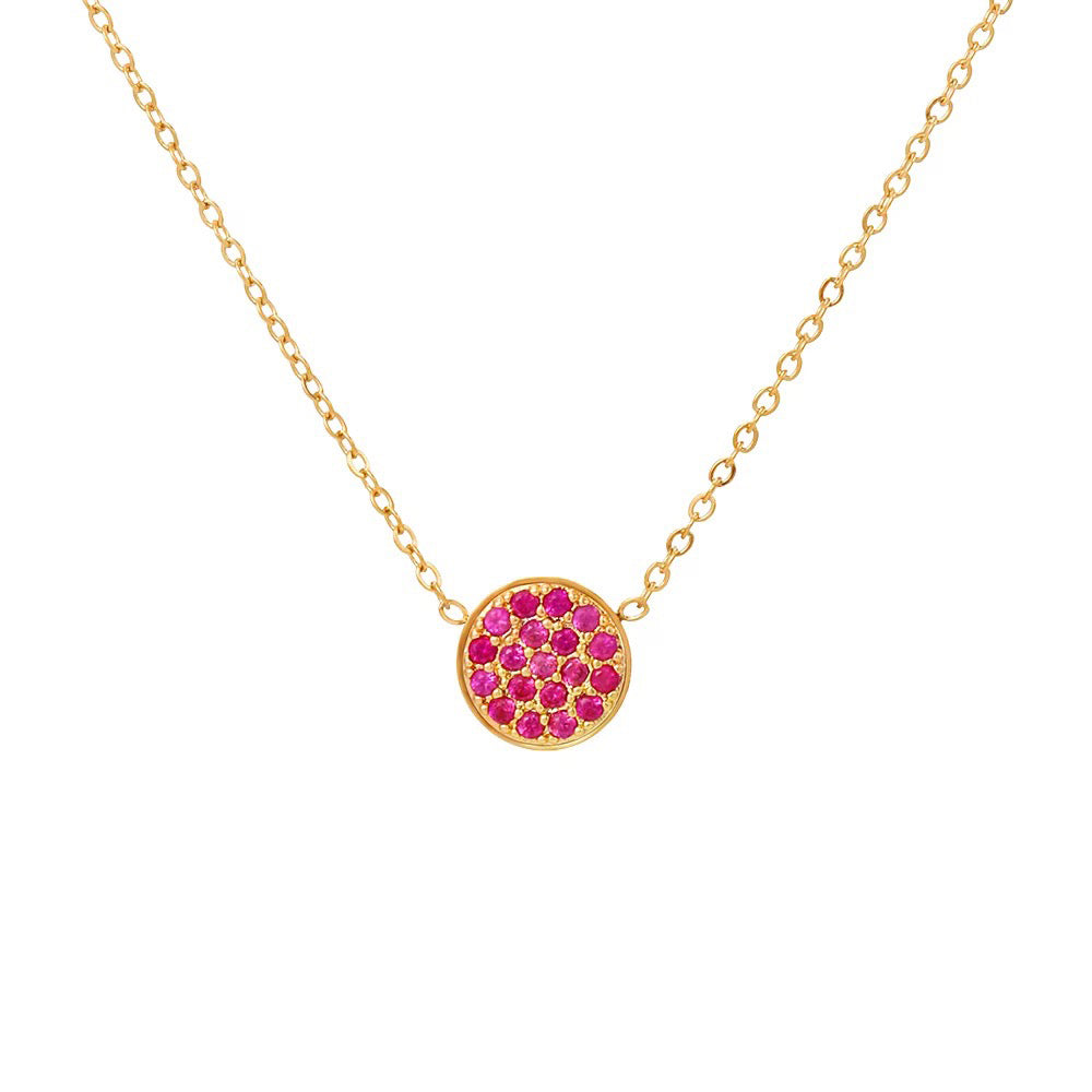 Delicate Gemstone Birthstone Circle Pendant Necklace