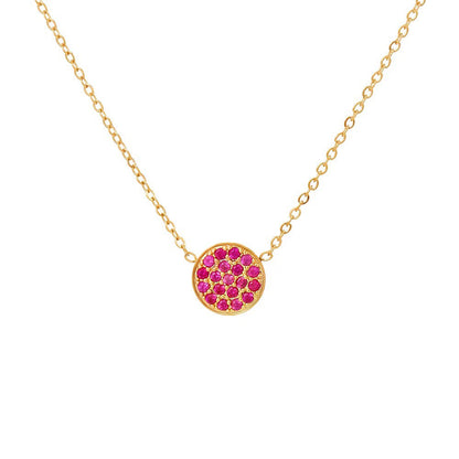 Delicate Gemstone Birthstone Circle Pendant Necklace