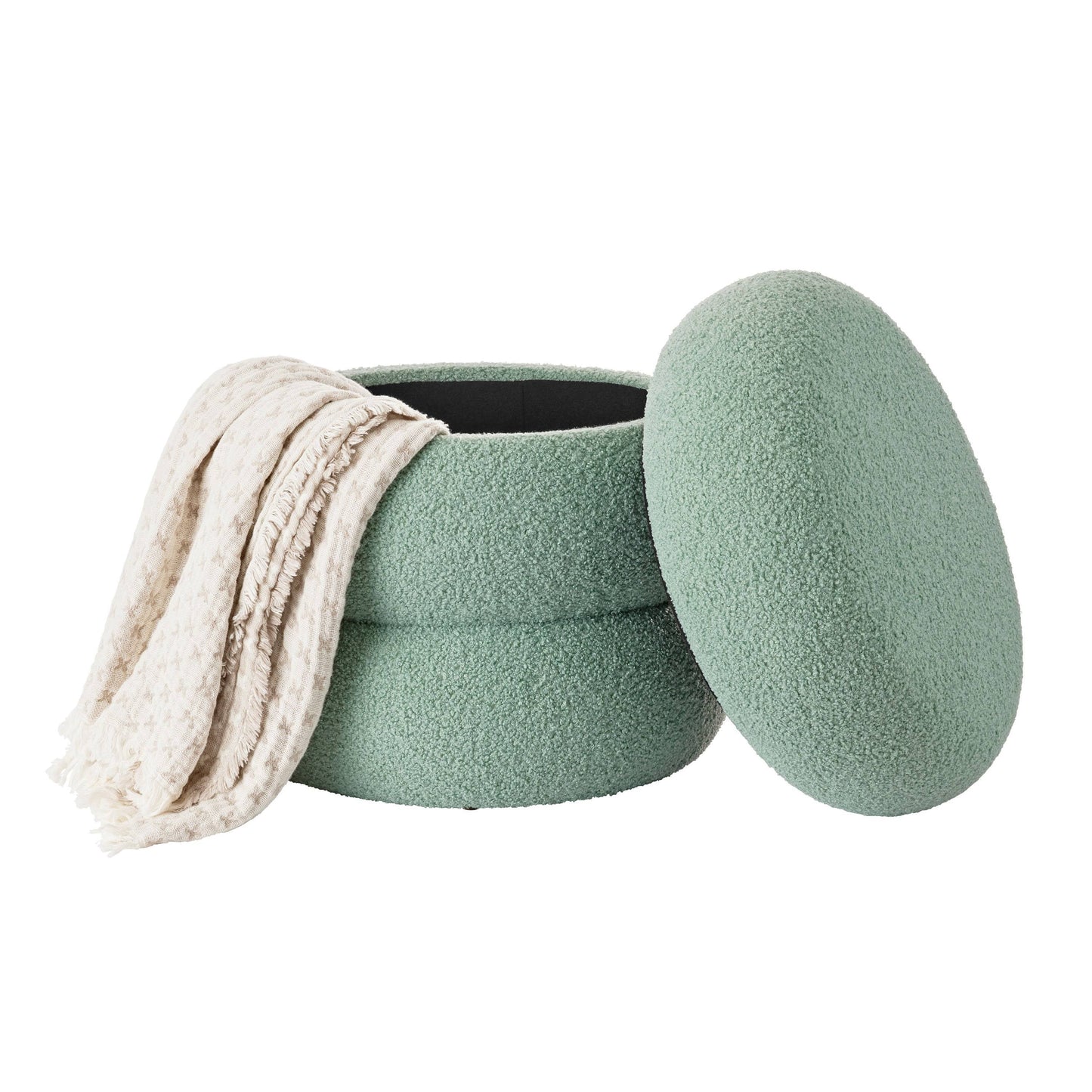 Plush Circular Storage Footstool