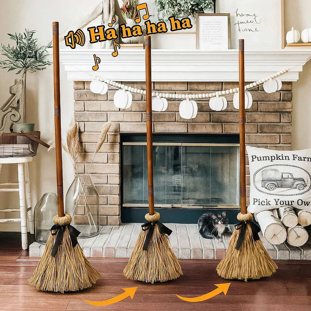Spooky Floating Broom Decor - Halri