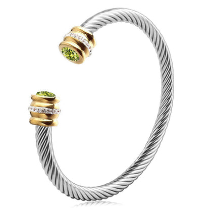Customizable Birthstone Twist Bangle Bracelet