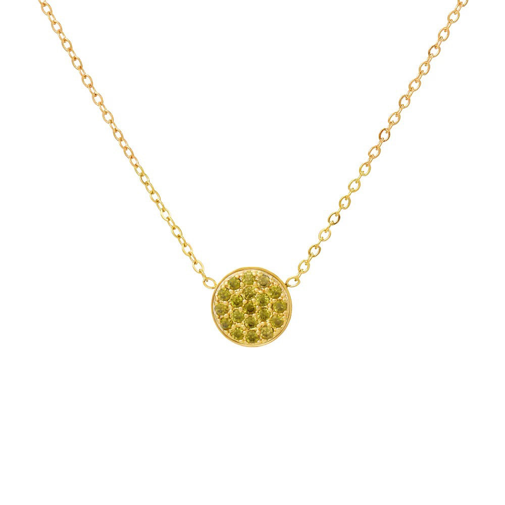 Delicate Gemstone Birthstone Circle Pendant Necklace