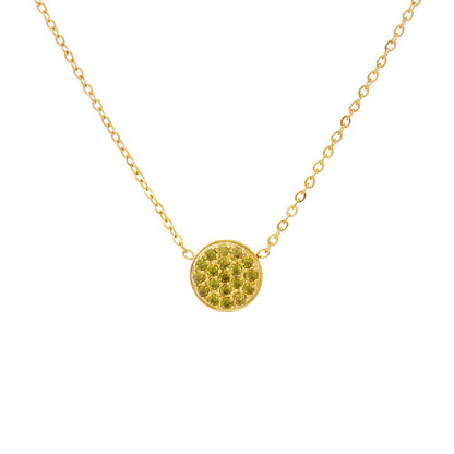 Delicate Gemstone Birthstone Circle Pendant Necklace