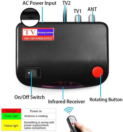 Long Range HD TV Indoor Outdoor Antenna 360° Rotation