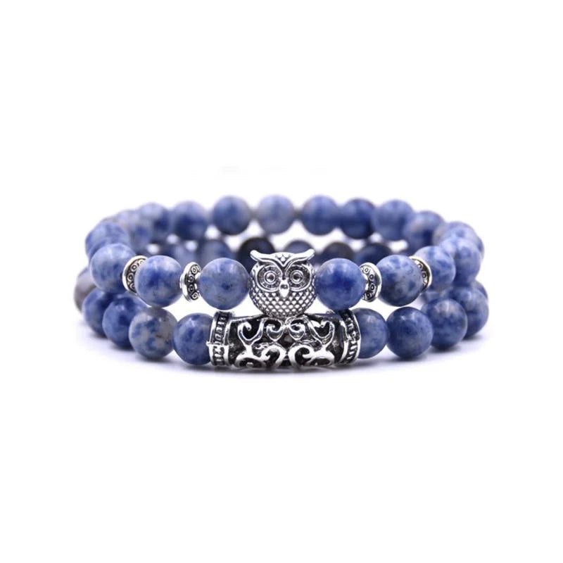 Nature Inspired Owl Bead Stone Bracelet