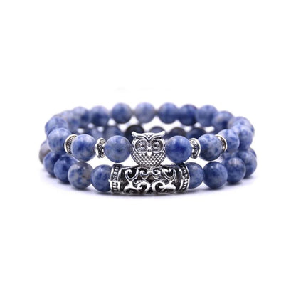 Nature Inspired Owl Bead Stone Bracelet