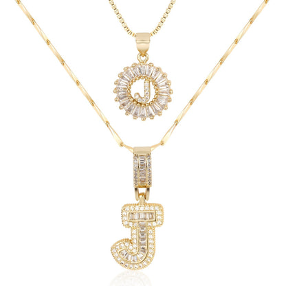 Personalized 14k Gold Initial Diamond Pendants