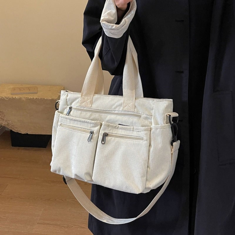 Classic Ribbed Fabric Shopping Bag - Halri