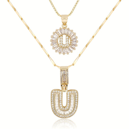 Personalized 14k Gold Initial Diamond Pendants