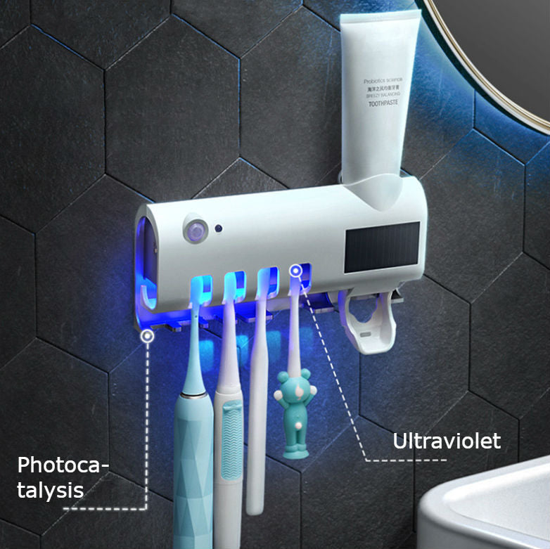 Compact UV Toothbrush Sanitizer with Auto Toothpaste Dispenser - Halri