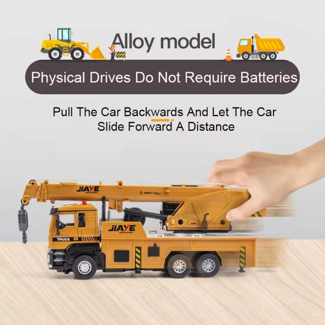 1-50 Crane Truck Model - Alloy Diecast, Extendable Boom, Pull-Back Action, Safe for Ages 3+