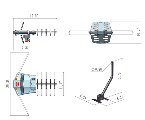 Long Range HD TV Indoor Outdoor Antenna 360° Rotation