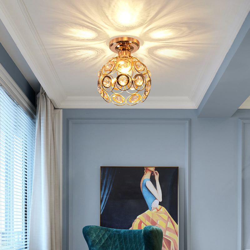 Elegant Crystal Glass Round Ceiling Light Fixture - Halri