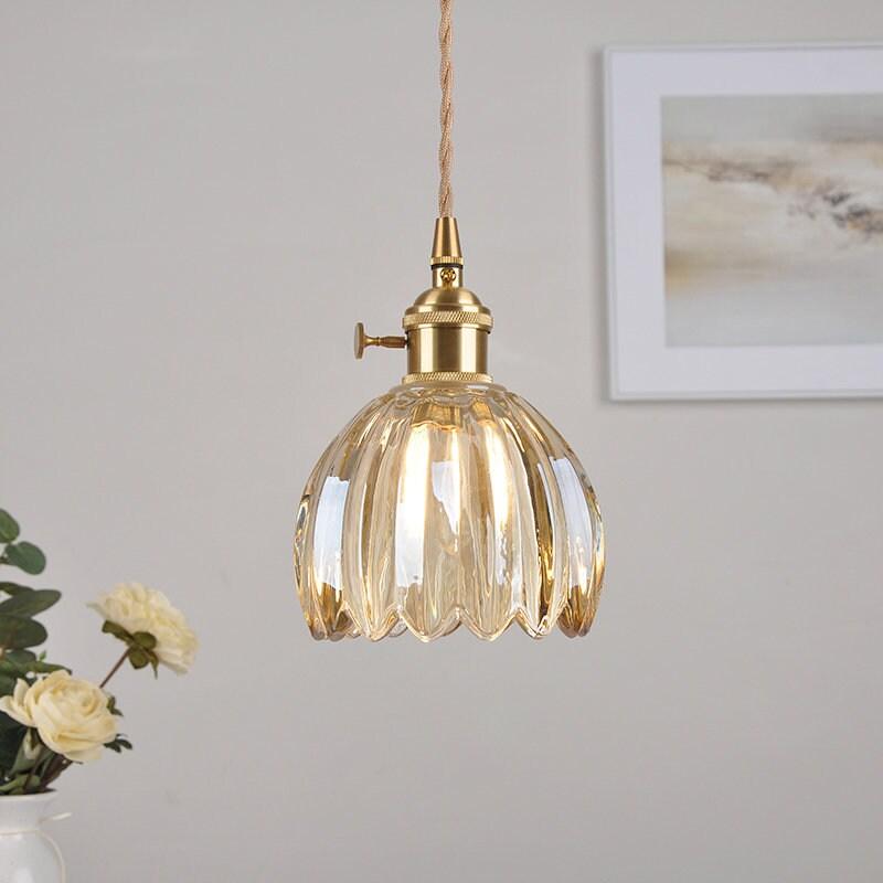 Vintage Style Glass Floral Hanging Lamp - Halri