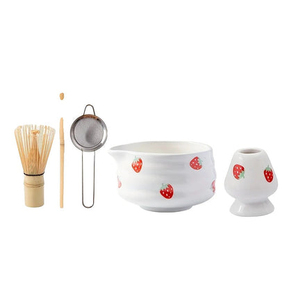 Pink Ceramic Matcha Tea Bowl Set High Quality - Halri