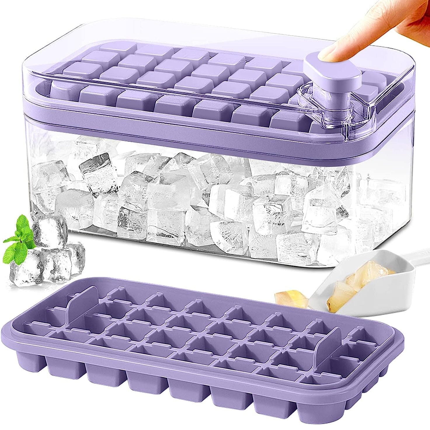 Large Silicone Ice Cube Tray Set with Lid - Halri