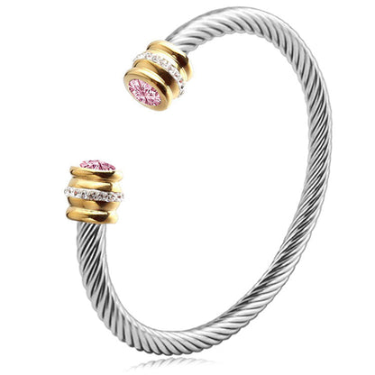 Customizable Birthstone Twist Bangle Bracelet