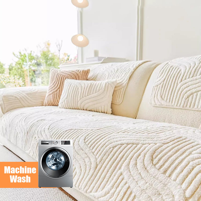 Soft Pet Friendly Sofa Slipcover with Wave Pattern