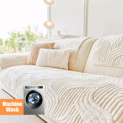 Soft Pet Friendly Sofa Slipcover with Wave Pattern
