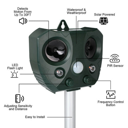 Outdoor Solar Bird Repellent Device - Extended Range