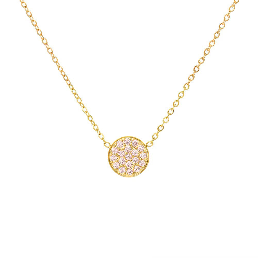 Delicate Gemstone Birthstone Circle Pendant Necklace