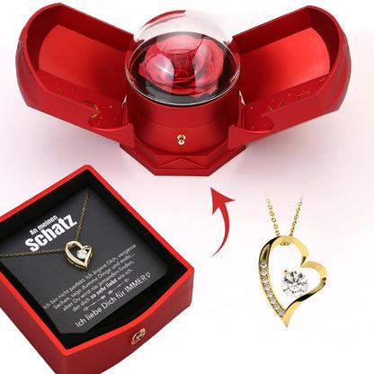Timeless Rose Gift Box with 14k Gold Heart Pendant