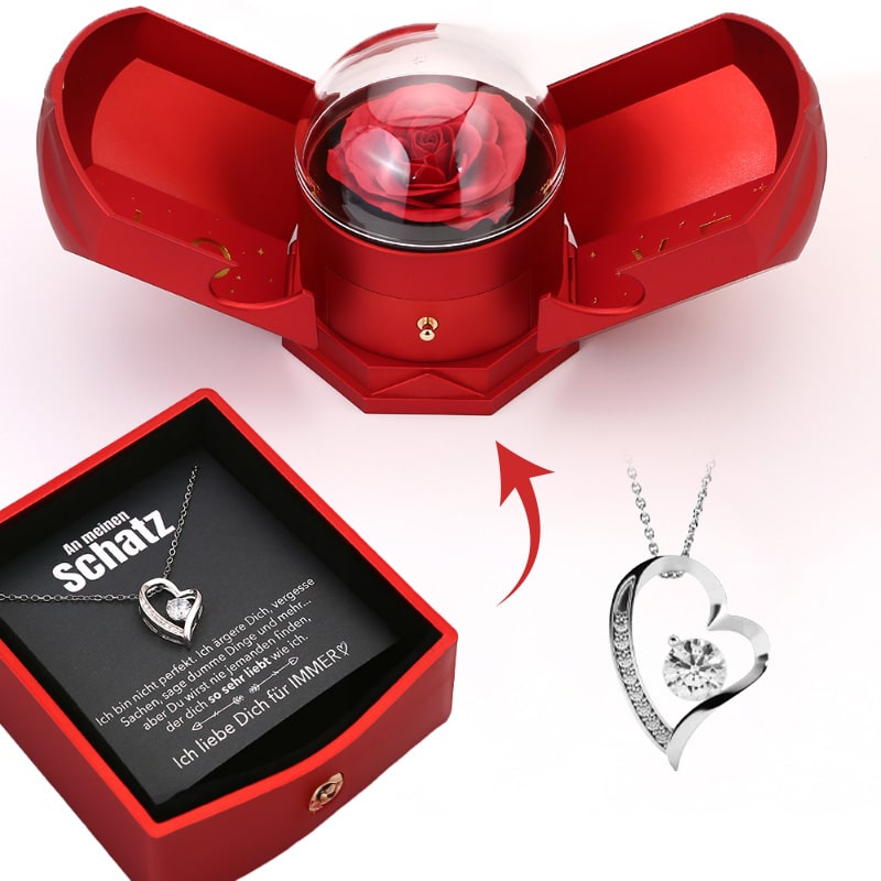 Timeless Rose Gift Box with 14k Gold Heart Pendant - Halri