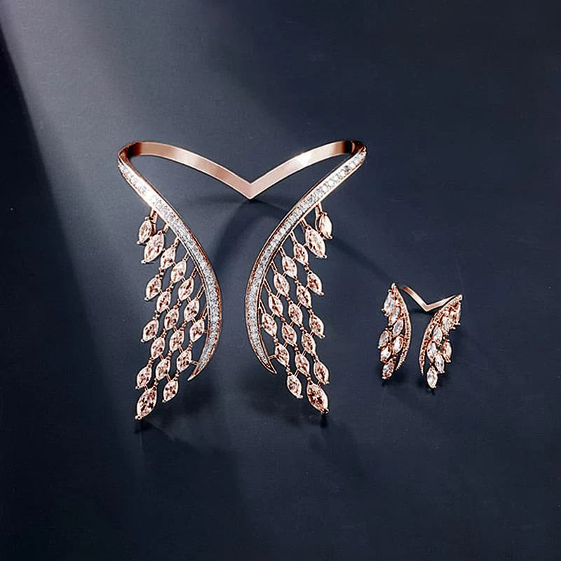 Delicate Wing Shaped Ring and Bangle Set