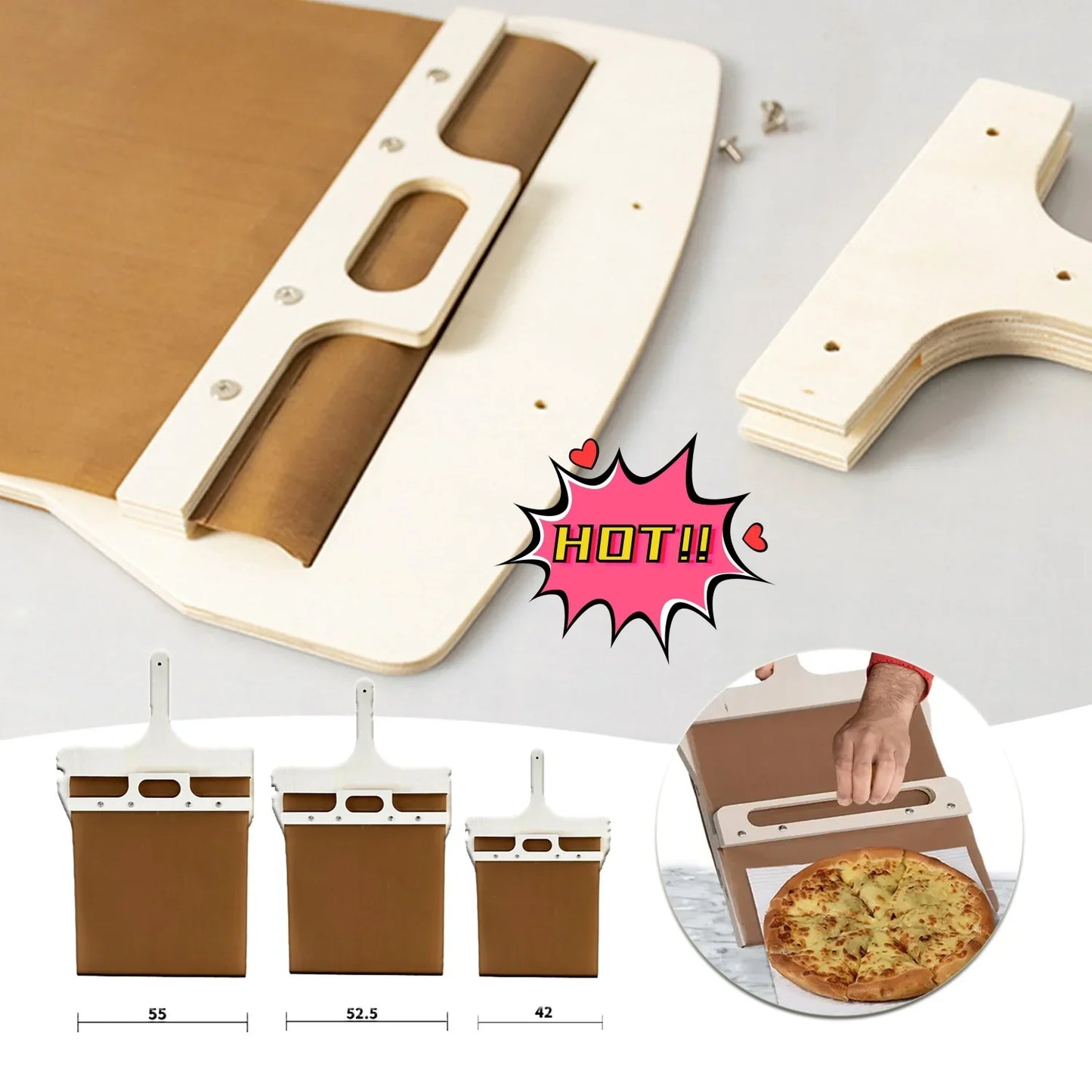 Natural Wood Pizza Paddle Set