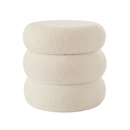 Plush Circular Storage Footstool