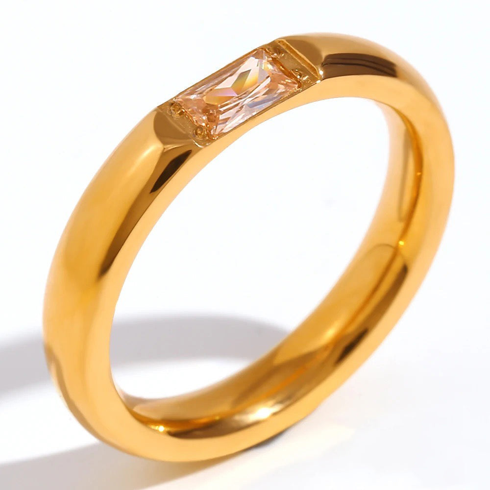 Luxury Baguette Birthstone Gold Ring
