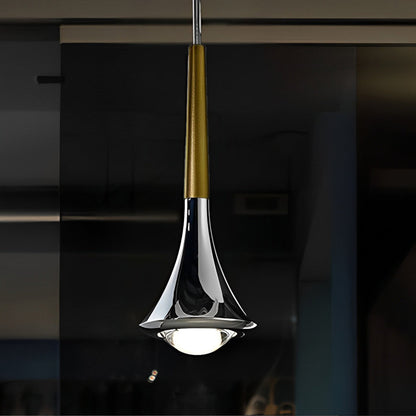 Modern Drop Pendant Lamp in Black Gold Chrome