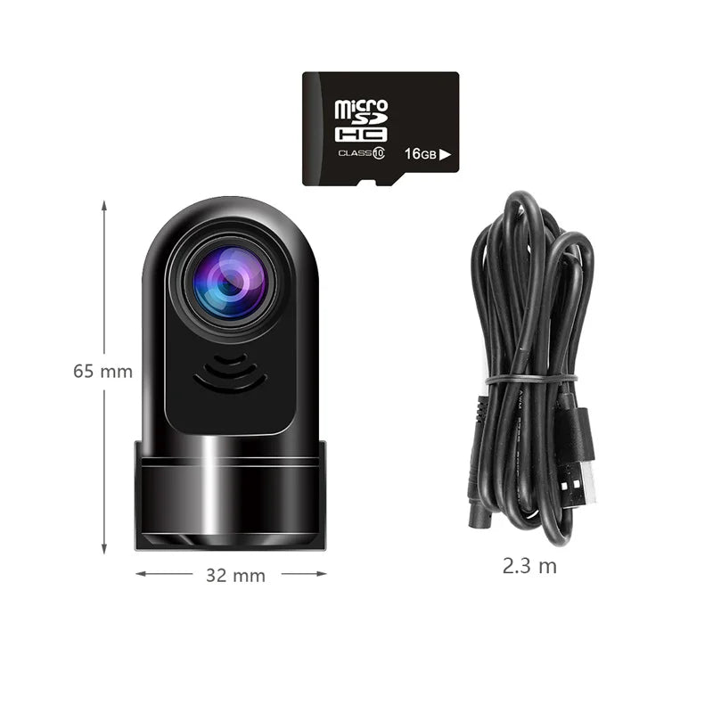 Compact HD Car Dash Cam with 360 Rotation