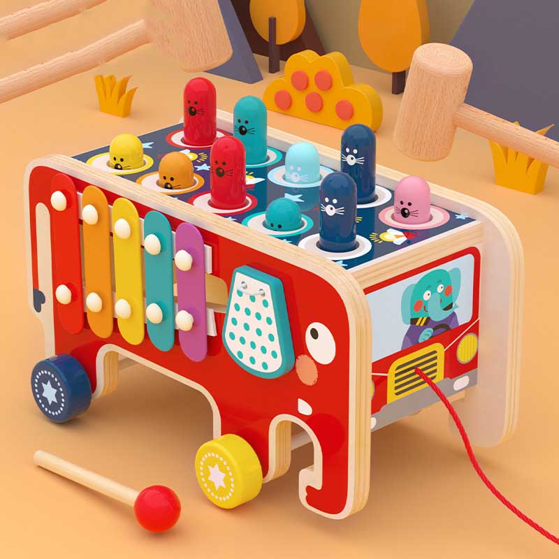 Fun Kids Wooden Music Hammer Toy - Halri