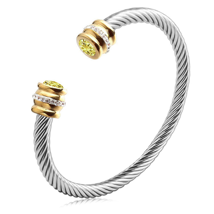 Customizable Birthstone Twist Bangle Bracelet