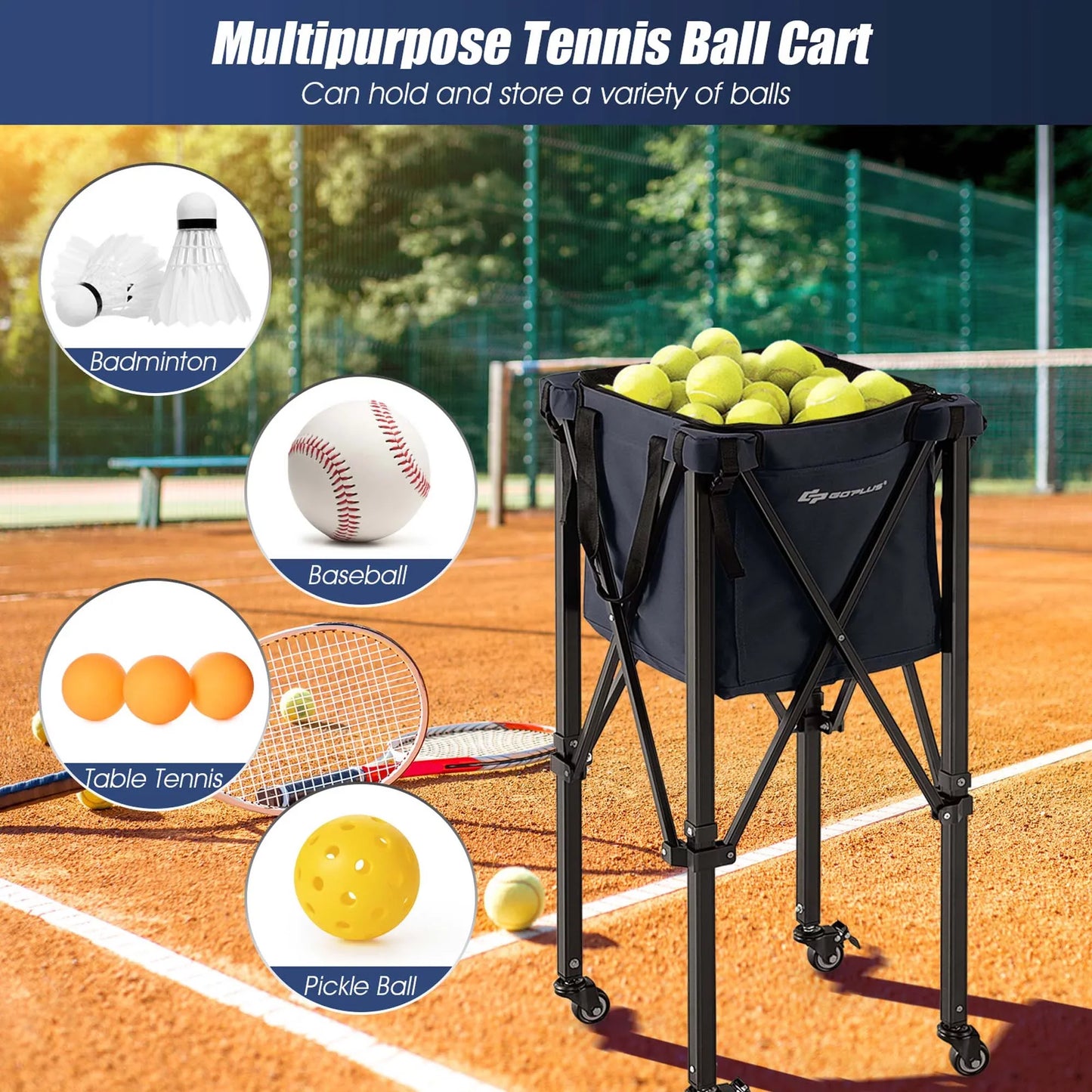 Collapsible Tennis Ball Collector Cart