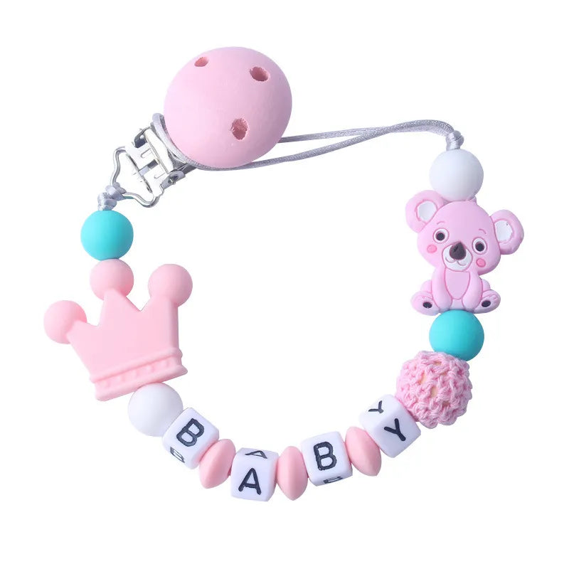 Cute Baby Pacifier Clip with Teddy Bear Crown
