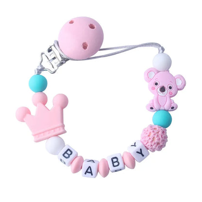 Cute Baby Pacifier Clip with Teddy Bear Crown
