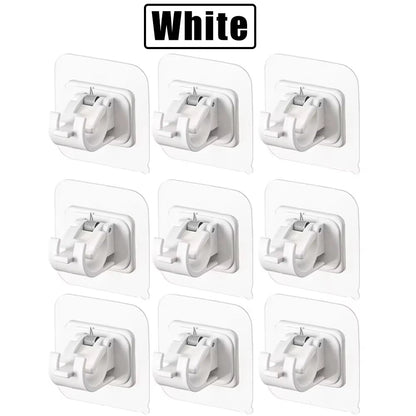 12PCS No Drill Curtain Rod Brackets – Self-Adhesive, Adjustable Design for Easy Installation & Convenient Hanging