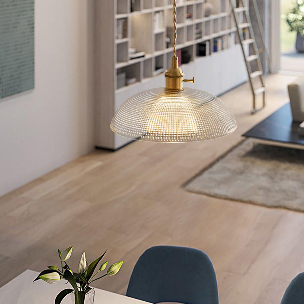 Simple Vintage Glass Floral Hanging Lamp