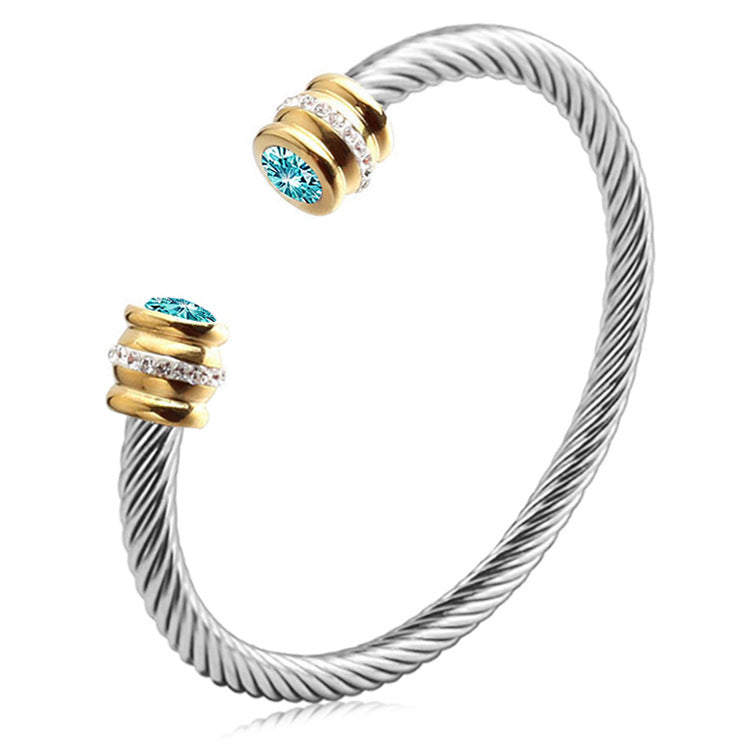 Customizable Birthstone Twist Bangle Bracelet
