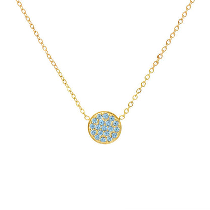 Delicate Gemstone Birthstone Circle Pendant Necklace