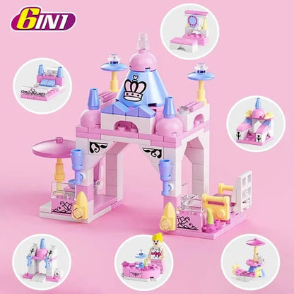131Pcs 6-in-1 Mini Castle Building Block Kit, Unique Structures Toy, Safe for Ages 6+