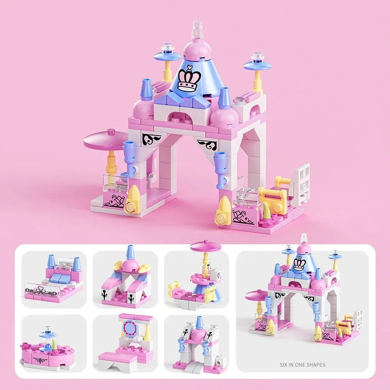 131Pcs 6-in-1 Mini Castle Building Block Kit, Unique Structures Toy, Safe for Ages 6+
