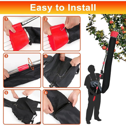 13FT Telescopic Fruit Picker Pole With Adjustable Length, Detachable Design, Fruit Bag, Continuous Harvesting Tool for Easy Harvesting