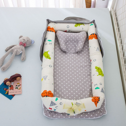 Compact Folding Baby Crib with Pillow