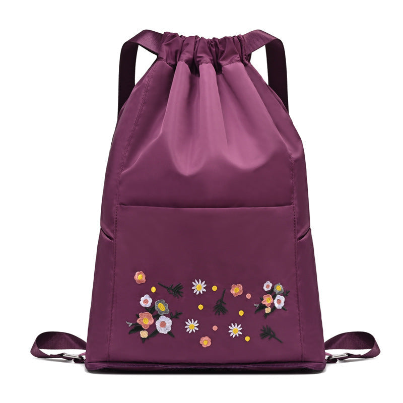 Cute Embroidered Cotton Yoga Bag