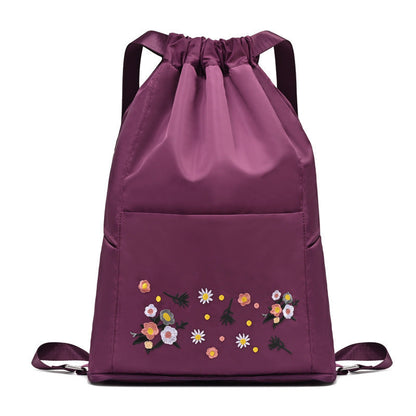 Cute Embroidered Cotton Yoga Bag