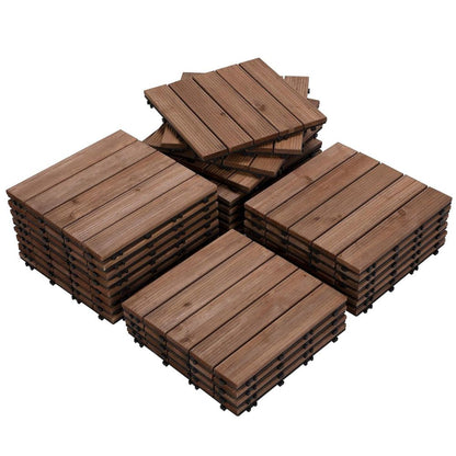 Easy Fit Wooden Decking Tiles for Patio 27 Pieces