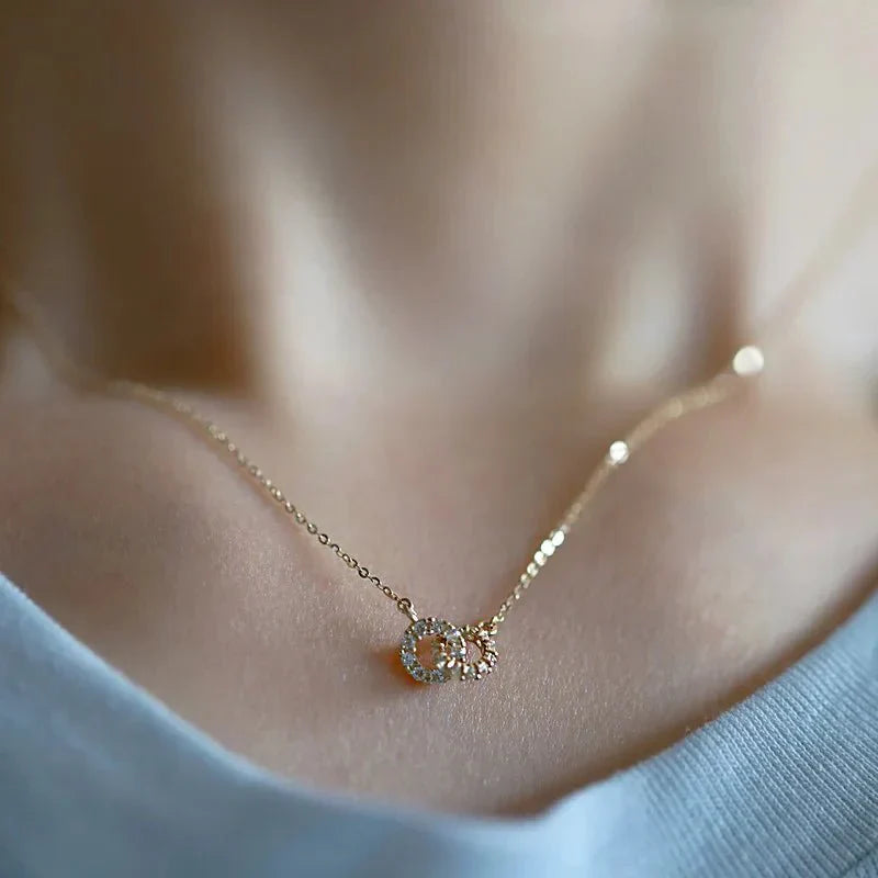 Elegant Sterling Silver Diamond Circle Necklace - Halri